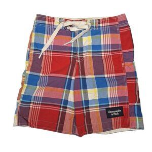 Abercrombie & Fitch Swim Shorts Colorful Plaid Board Bottom Mens Small Tie Waist